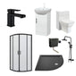 ShowerWorX Atlantic Black 800mm Quadrant Enclosure 950mm Combination Bathroom Suite