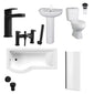 Monty 1700 Black P-Shaped Complete Basin Pedestal Bathroom Suite