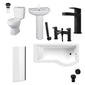 Monty 1700 Black P-Shaped Complete Basin Pedestal Bathroom Suite