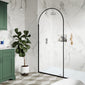 1400 x 800mm Stone Shower Tray & 8mm Screen Pack - Black Arched Frame