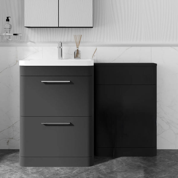 Pride 1150mm 2-Drawer Vanity & WC Combination Unit Set - Soft Black ...