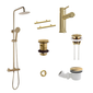 Foundation Quadrant Shower 900 x 900mm Enclosure Vanity Suites - Brushed Brass - welovecouk