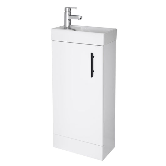  Nuie Minimalist 400mm Floorstanding Basin Vanity Unit - White - welovecouk