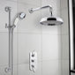 Nuie Victorian Thermostatic Concealed shower Valve with Fixed Shower Head , Arm & Slide Rail Kit - Chrome