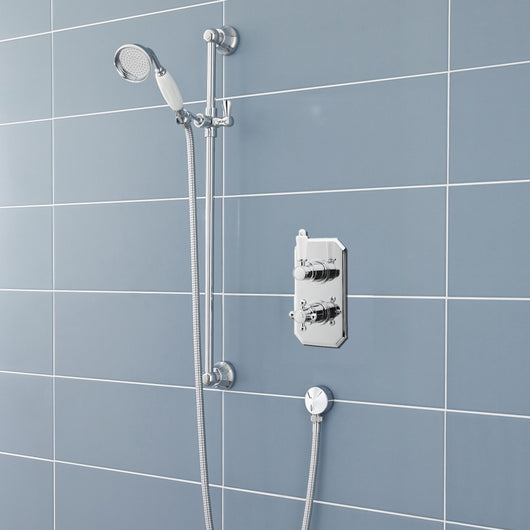  Nuie Victorian Thermostatic Concealed shower Valve with Slide Rail Kit - Chrome