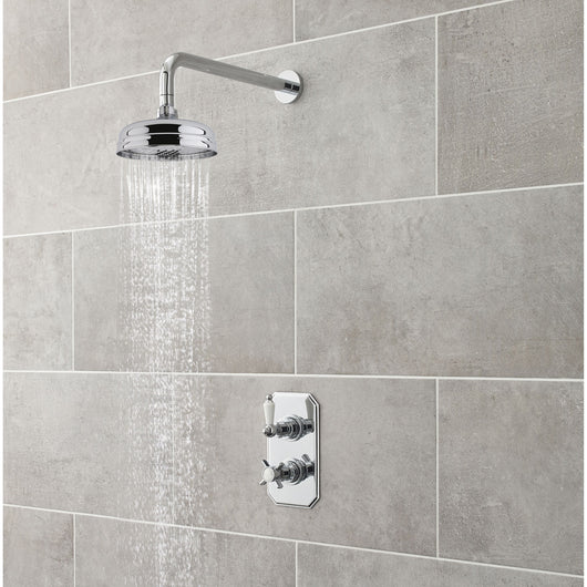  Nuie Beaumont Thermostatic Concealed shower Valve with Fixed Shower Head & Arm - Chrome