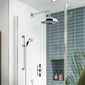 Hudson Reed Topaz Black Thermostatic Concealed shower Valve with Fixed Shower Head , Arm & Slide Rail Kit - Chrome