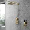  Nuie Windon Thermostatic Concealed shower Valve with Fixed Shower Head & Arm - Brushed Brass - welovecouk