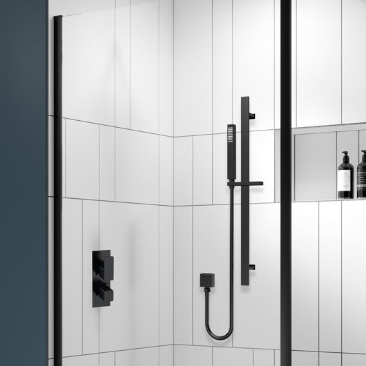  Nuie Windon Thermostatic Concealed shower Valve with Slide Rail Kit - Black