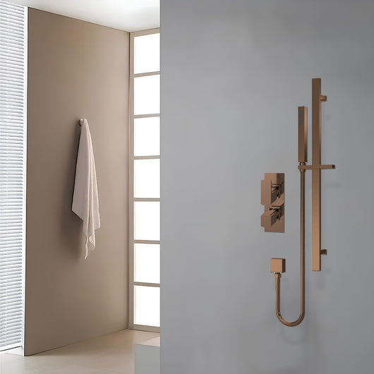  Nuie Windon Thermostatic Concealed shower Valve with Slide Rail Kit - Brushed Bronze