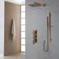 Nuie Windon Thermostatic Concealed shower Valve with Fixed Shower Head , Arm & Slide Rail Kit - Brushed Bronze