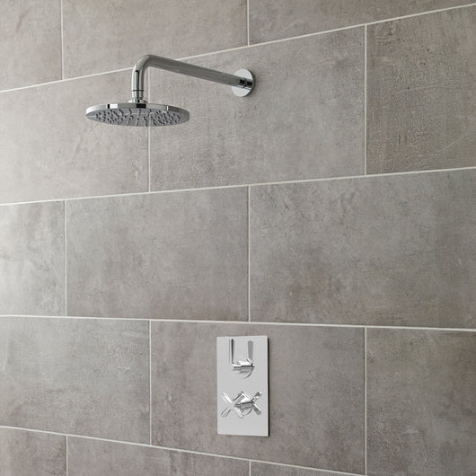  Nuie AZtec Thermostatic Concealed shower Valve with Fixed Shower Head & Arm - Chrome