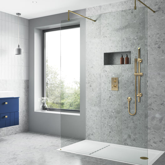  Nuie Aztec Thermostatic Concealed shower Valve with Slide Rail Kit - Brushed Brass