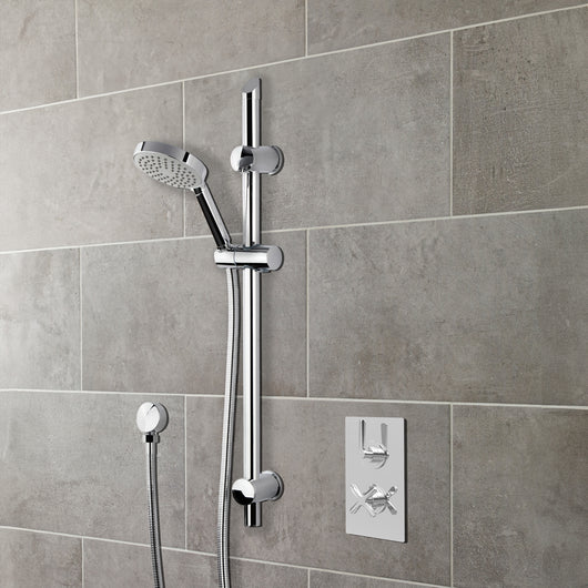  Nuie AZtec Thermostatic Concealed shower Valve with Slide Rail Kit - Chrome