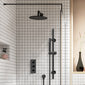 Nuie Aztec Thermostatic Concealed shower Valve with Fixed Shower Head , Arm & Slide Rail Kit - Black