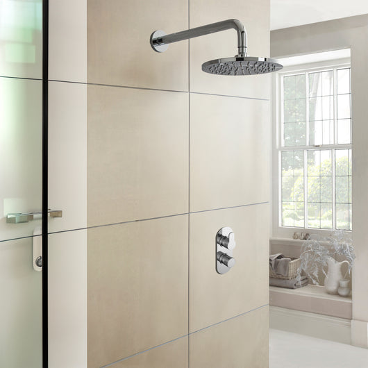  Nuie Arvan Thermostatic Concealed shower Valve with Fixed Shower Head & Arm - Chrome