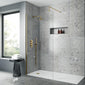 Nuie Arvan Thermostatic Concealed shower Valve with Fixed Shower Head , Arm & Shower Handset - Brushed Brass