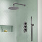 Nuie Arvan Thermostatic Concealed shower Valve with Fixed Shower Head , Arm & Shower Handset - Brushed Pewter