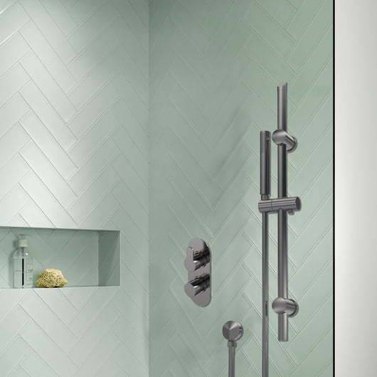  Nuie Arvan Thermostatic Concealed shower Valve with Slide Rail Kit - Brushed Pewter