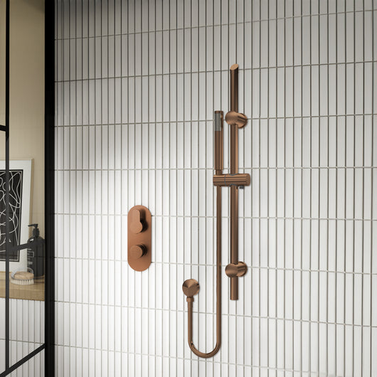  Nuie Arvan Thermostatic Concealed shower Valve with Slide Rail Kit - Brushed Bronze