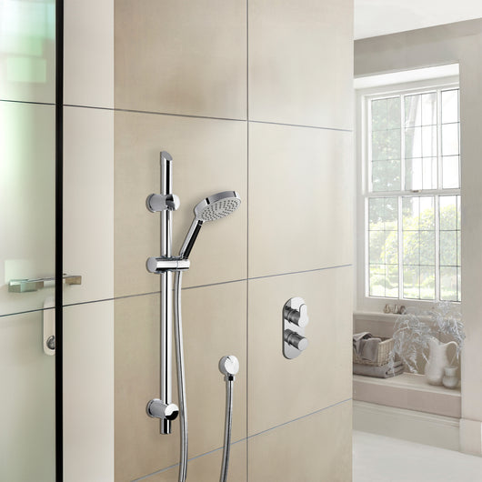  Nuie Arvan Thermostatic Concealed shower Valve with Slide Rail Kit - Chrome