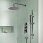 Nuie Arvan Thermostatic Concealed shower Valve with Fixed Shower Head , Arm & Slide Rail Kit - Brushed Pewter