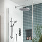 Nuie Quest Thermostatic Concealed shower Valve with Fixed Shower Head , Arm & Slide Rail Kit - Chrome