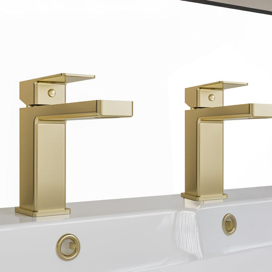  RYKER - Brushed Brass Mono Basin Mixer Inc P/B Waste (Pair)