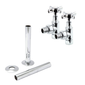 Chrome Manual Radiator Round Valves with 130mm Pipe Sleeves - Angled | Crosshead