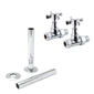 Chrome Manual Radiator Round Valves with 130mm Pipe Sleeves - Straight | Crosshead