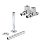 Chrome Manual Radiator Square Valves with 130mm Pipe Sleeves - Straight
