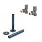 RAL7012 Manual Radiator Round Valves with 130mm Pipe Sleeves - Angled