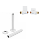 White Manual Radiator Square Valves with 130mm Pipe Sleeves - Corner