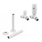 White Thermostatic Radiator Round Valves with 130mm Pipe Sleeves - Corner