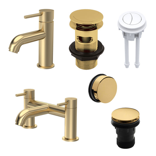  ARLO - Essential Basin & Bath Filler Set - Brushed Brass