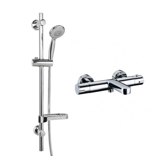  Aquadart Thermostatic Bath Shower Mixer with Round Slide Rail Kit - welovecouk