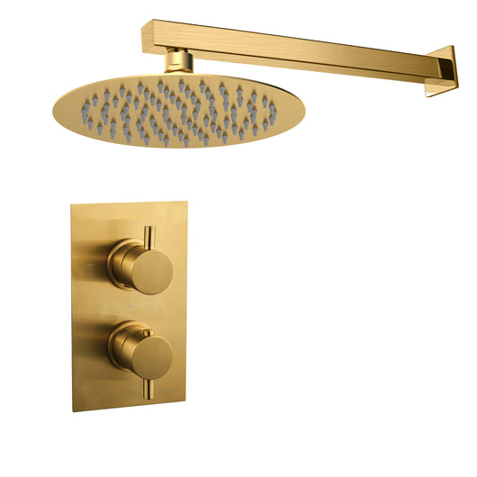  Aquadart Equate Concealed Shower Valve with Round Shower Head & Arm - Brushed Brass