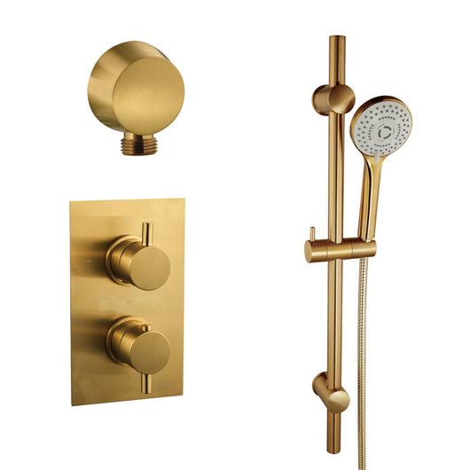  Aquadart Equate Concealed Shower Valve with Round Slide Rail Kit - Brushed Brass