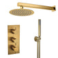 Aquadart Equate Concealed Shower Valve with Round  Shower Head , Arm & Shower Handset - Brushed Brass