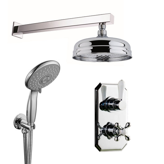  Thornton Traditional Thermostatic Shower with Concealed Valve, 200mm Rose + Handset