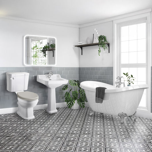  Marlow Traditional Freestanding Roll Top Bathroom Suite with Basin Pedestal - welovecouk