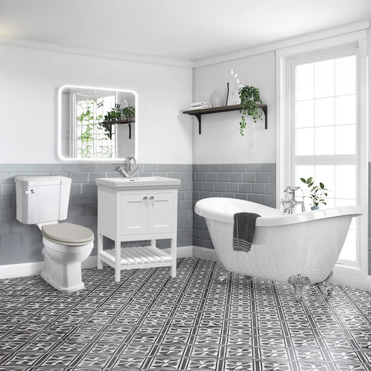  Marlow Traditional Freestanding Roll Top Bathroom Suite with Basin Vanity Unit - welovecouk