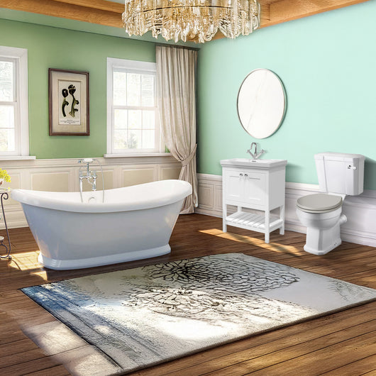  Boat Traditional Freestanding Bathroom Suite with Basin Vanity Unit - welovecouk