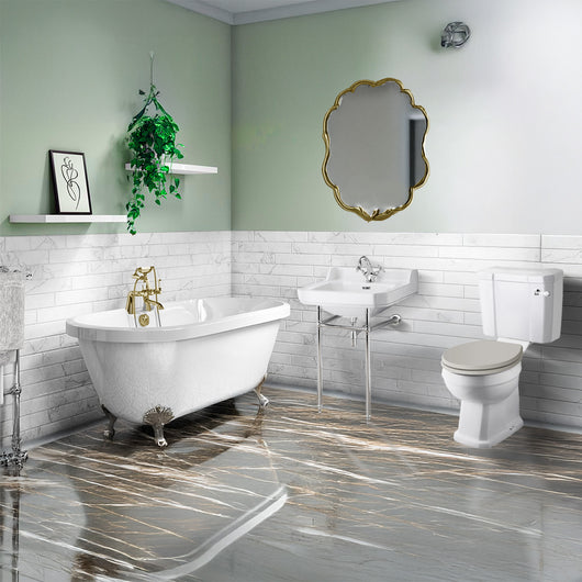  Wilmslow Traditional Freestanding Bathroom Suite with Basin Washtsand - welovecouk