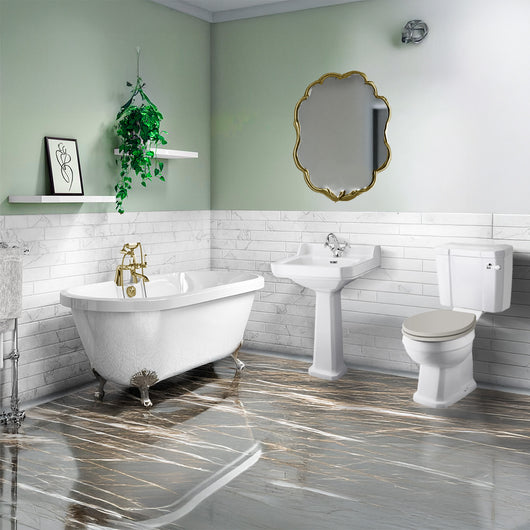  Wilmslow Traditional Freestanding Bathroom Suite with Basin Pedestal - welovecouk