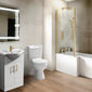 Hadley L Shape Shower Vanity Bathroom Suite - Brushed Brass - 1800