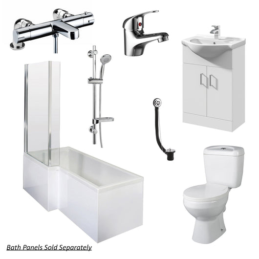  Equate L Shape Shower Vanity Bathroom Suite - 1800 - welovecouk