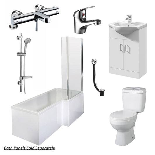  Equate L Shape Shower Vanity Bathroom Suite - 1800 - welovecouk