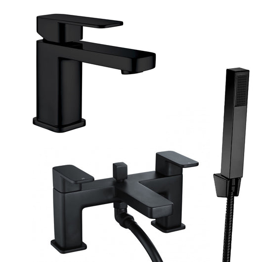  Hadley Mono Basin Mixer & Bath Shower Mixer Packs - Black - welovecouk