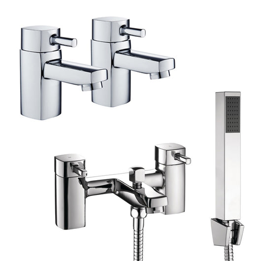  Holborn 2 Basin Taps & Bath Shower Mixer Packs - Chrome - welovecouk